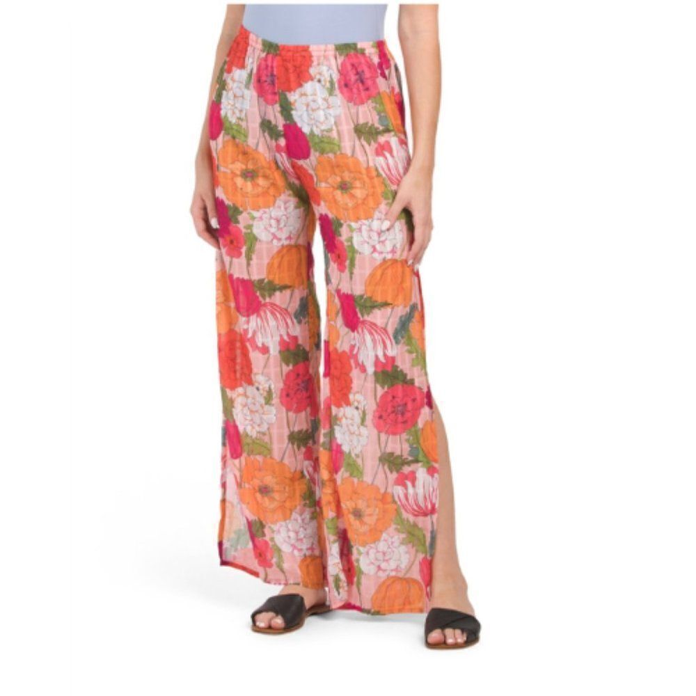 Trina Turk Women's Sunny Bloom Print Swim Slit Cover Up Pants